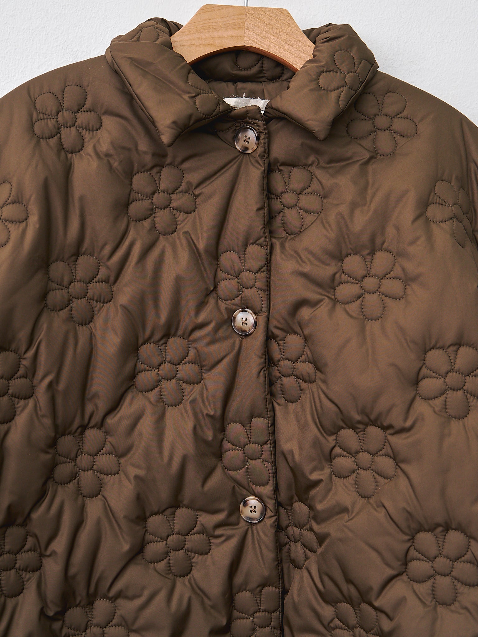 Namu Shop - Eleph Flower Puff Short Jacket - Brown