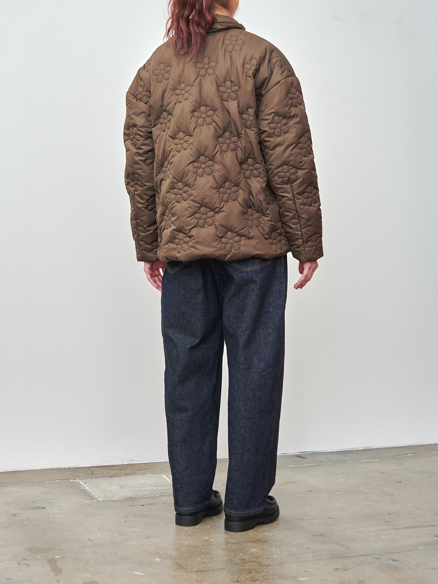 Namu Shop - Eleph Flower Puff Short Jacket - Brown