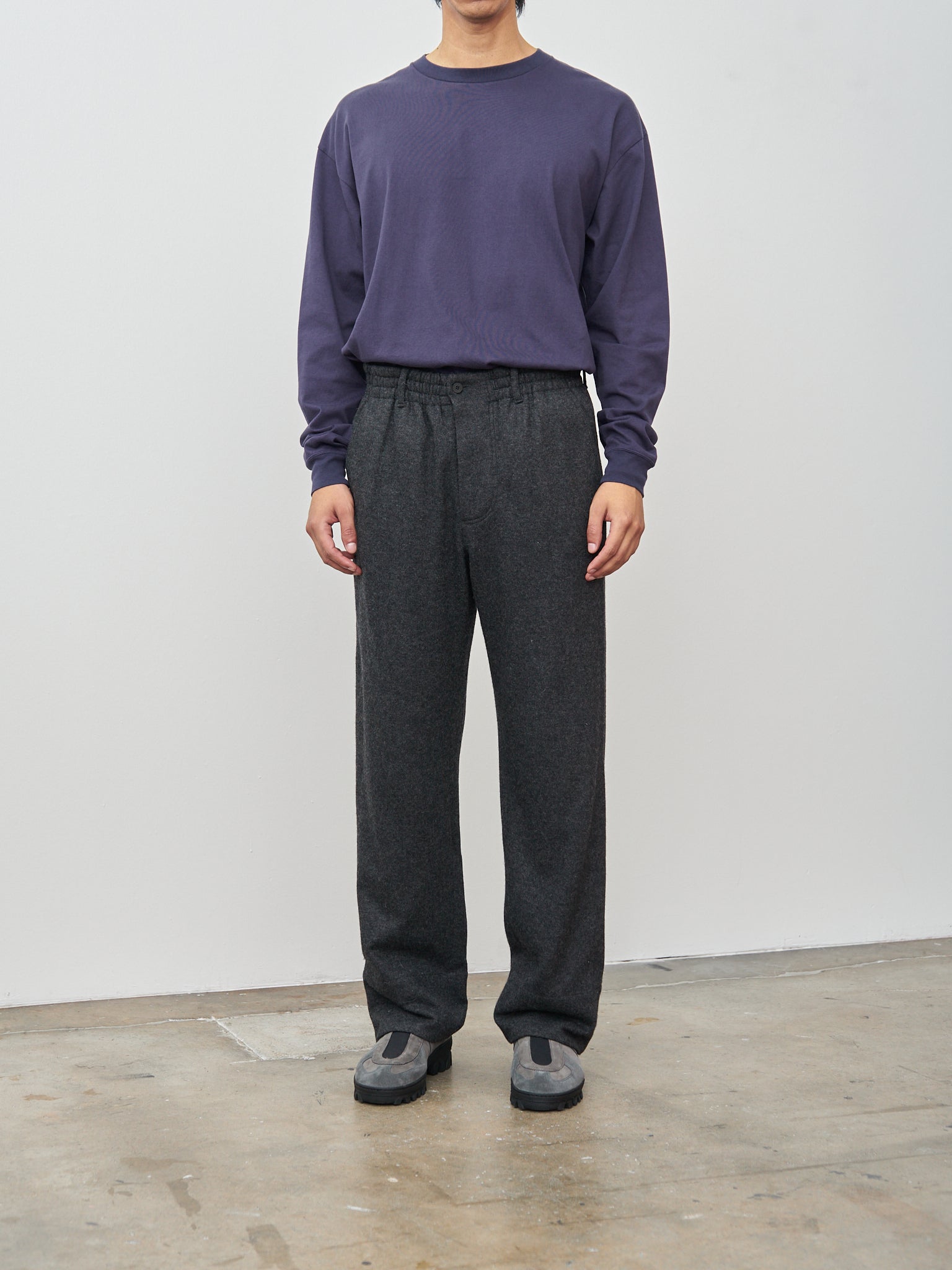 Namu Shop - Document Heavy Wool Jersey Easy Trousers - Charcoal