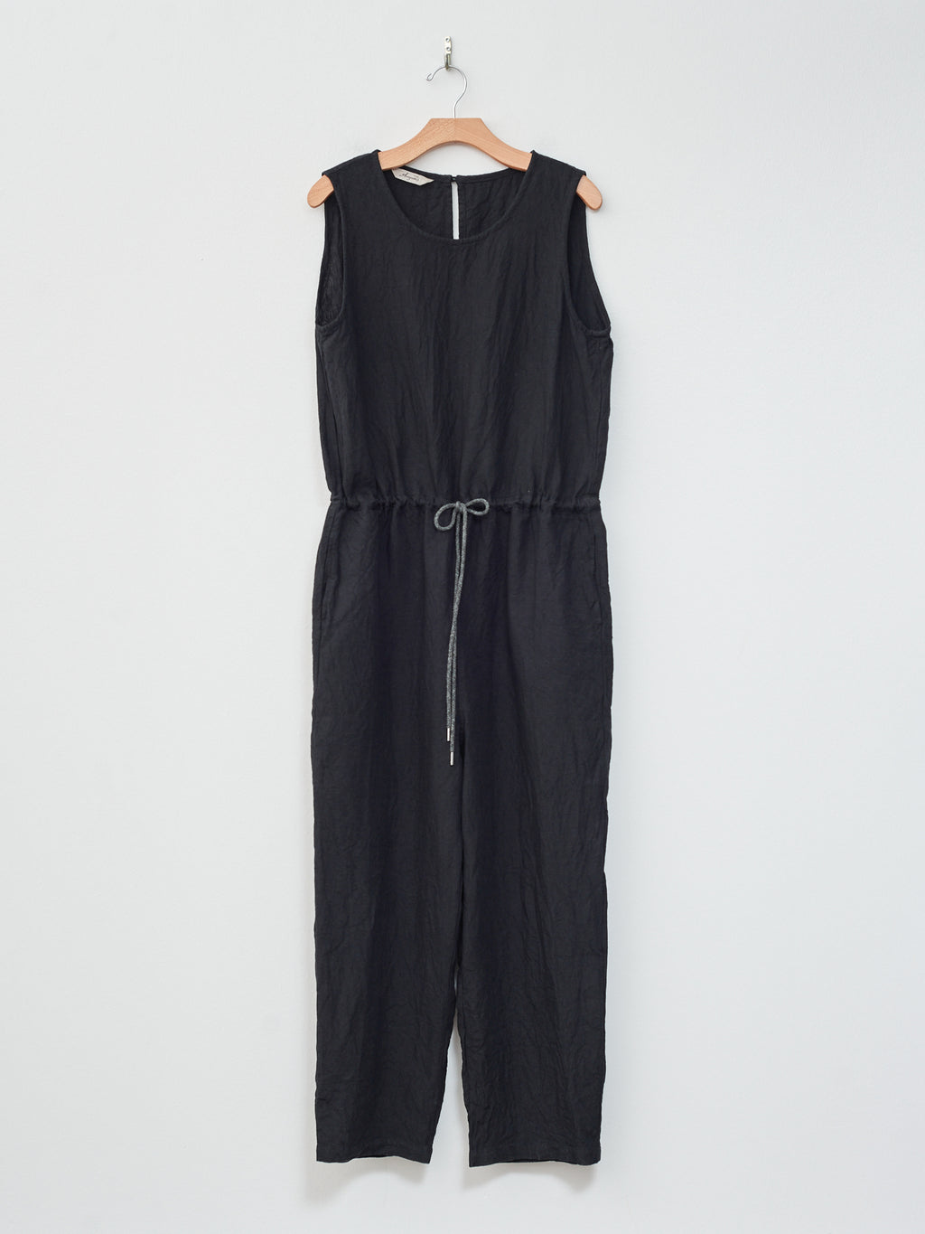 Namu Shop - Ichi Antiquites Linen Canvas Sleeveless Jumpsuit - black