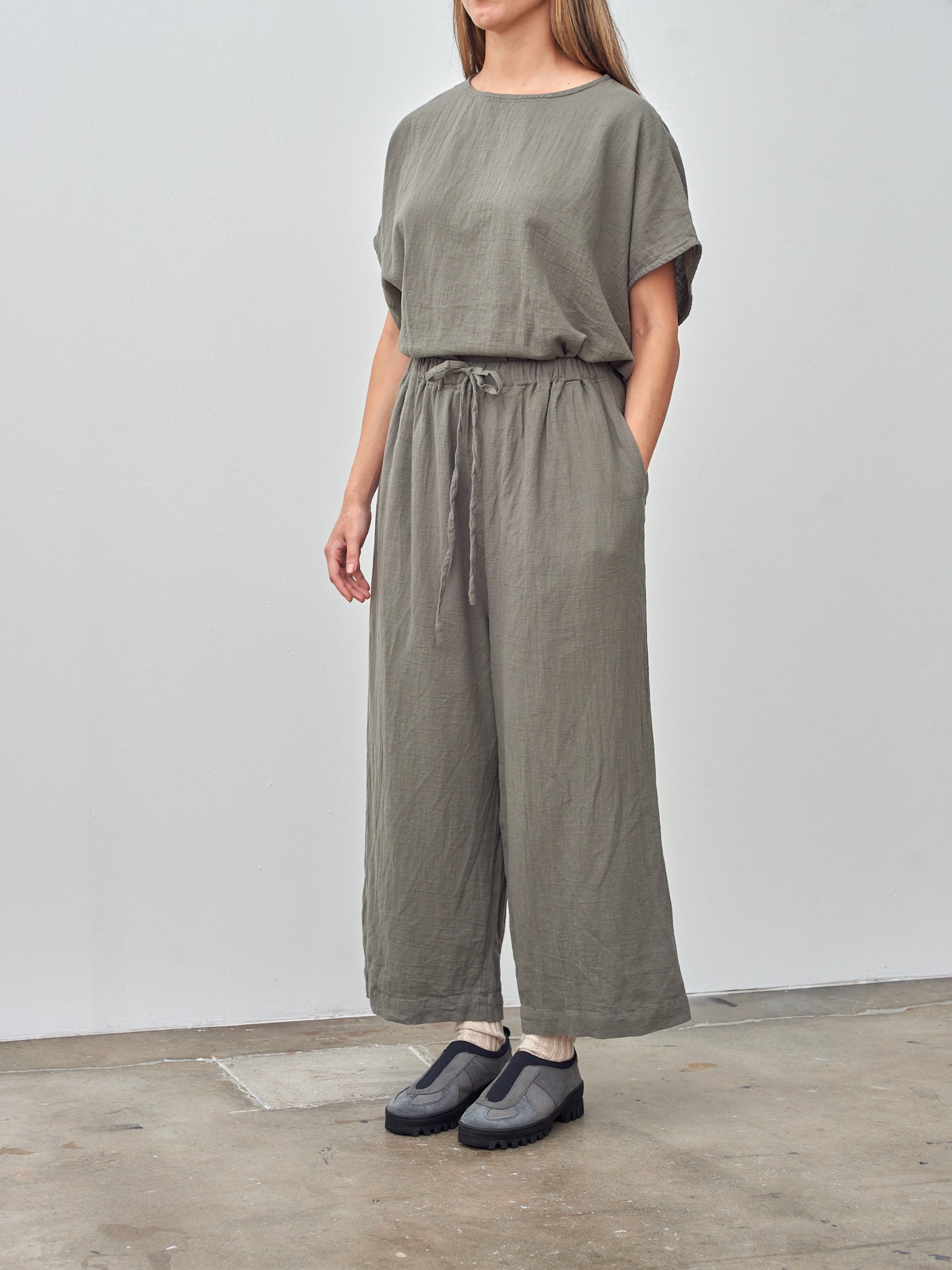 Namu Shop - Ichi Antiquites Azumadaki Viyella Pants - Olive