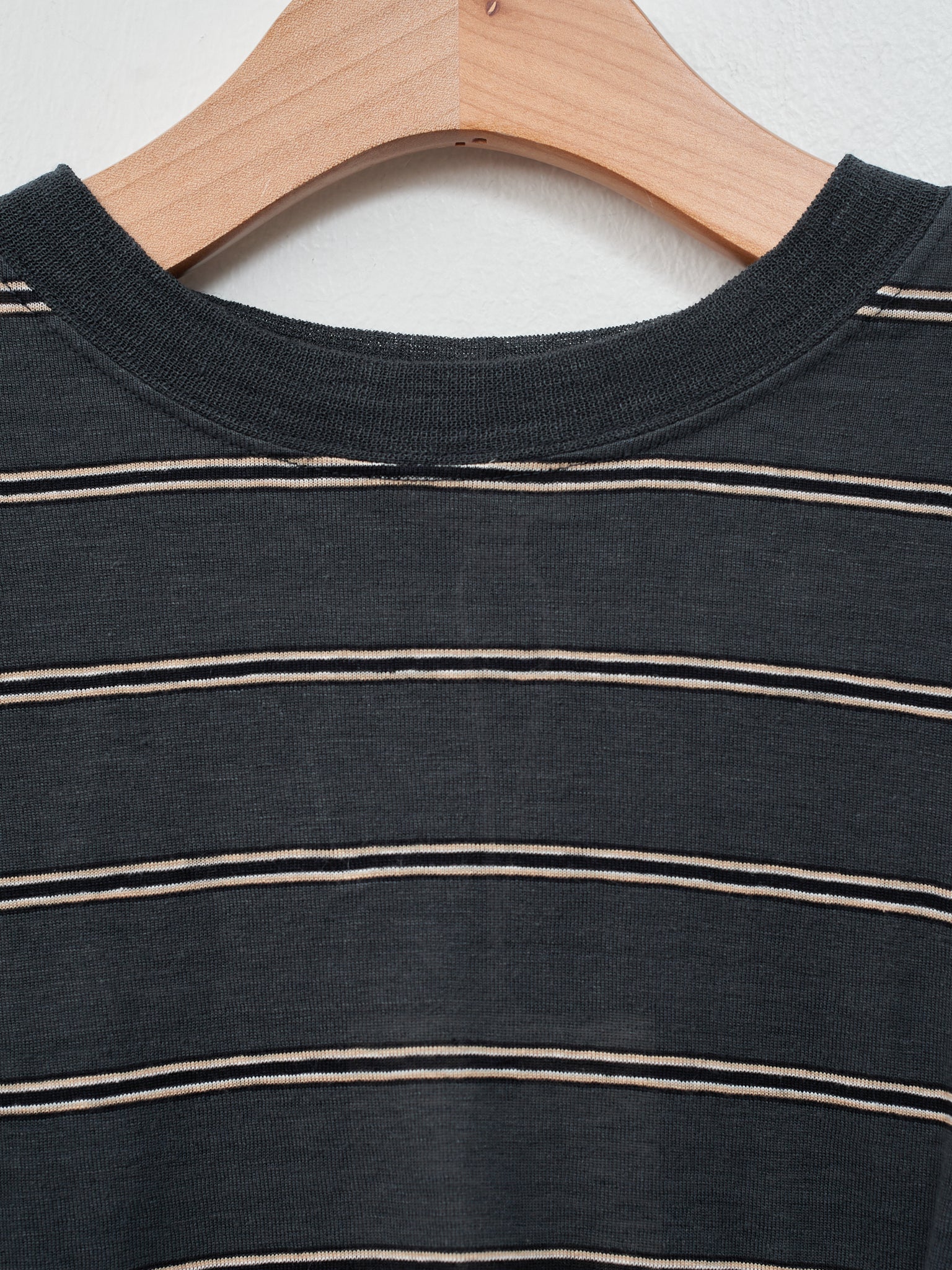 Namu Shop - Unfil Hemp Striped Jersey Cropped Tee - Dark Blue Stripe