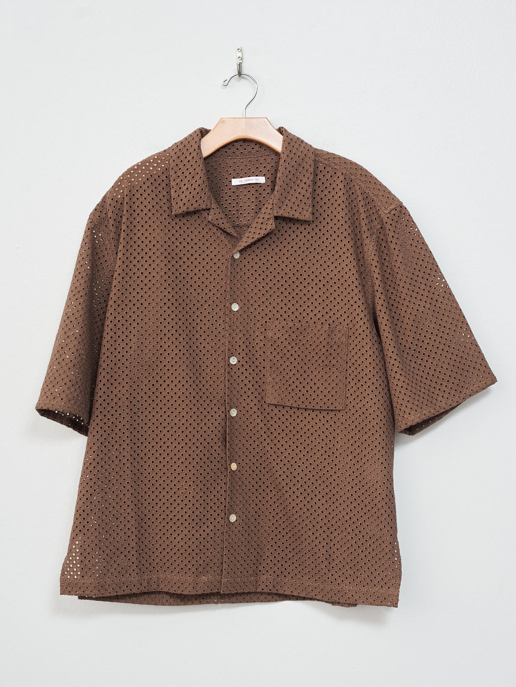 Namu Shop - S.K. Manor Hill Aloha Shirt - Brown Check-Embroidered Cotton