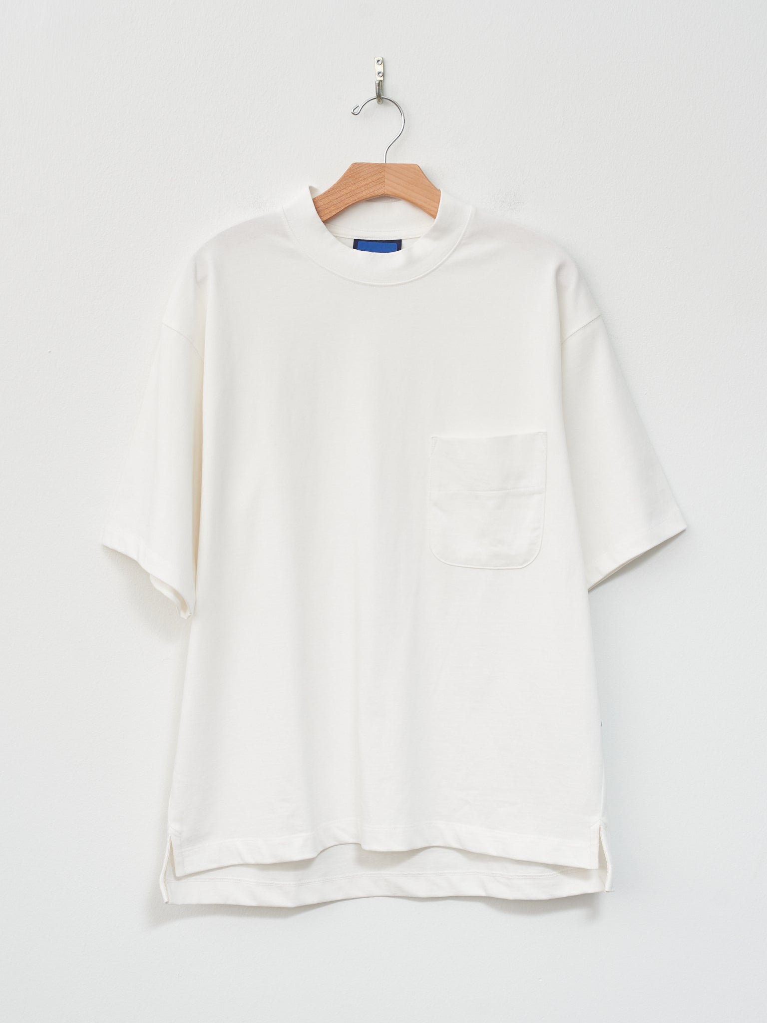 Namu Shop - Document Cotton Mock Neck Pocket T-Shirt - White