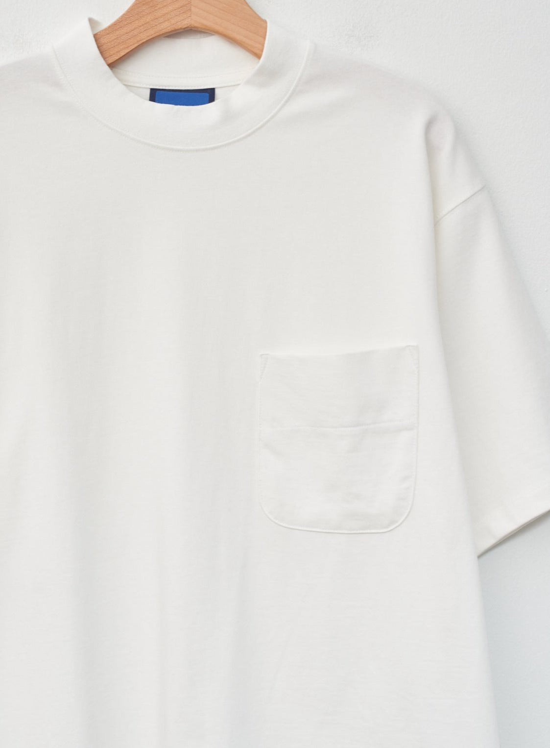 Namu Shop - Document Cotton Mock Neck Pocket T-Shirt - White