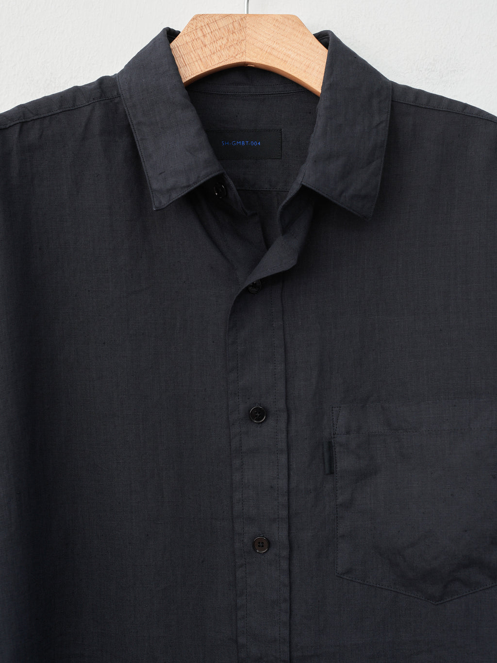 Namu Shop - SH Shirt Regular Collar Shirt - Ink Black Linen Garment Dye
