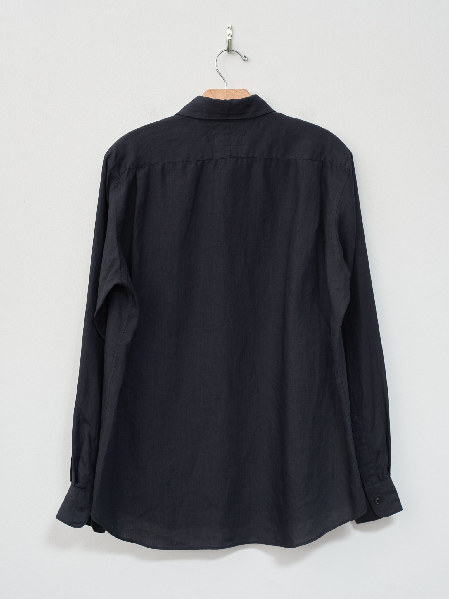 Namu Shop - SH Shirt Regular Collar Shirt - Ink Black Linen Garment Dye