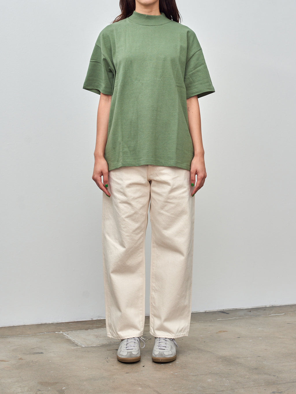 Namu Shop - Yoko Sakamoto Mock Neck T-Shirt - Heather Green