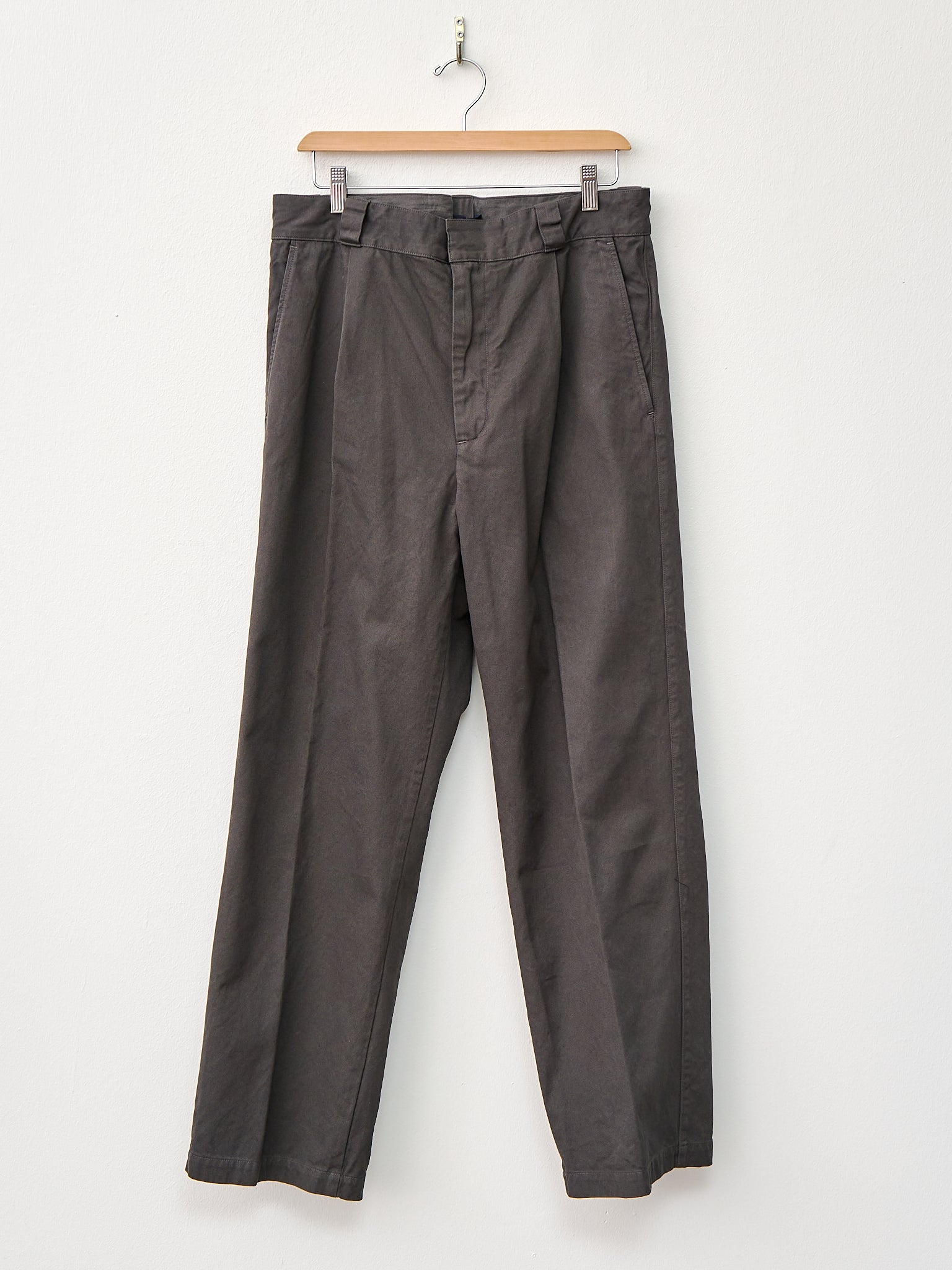 Namu Shop - Yleve Cotton Twill Garment Dye Trousers - Gray