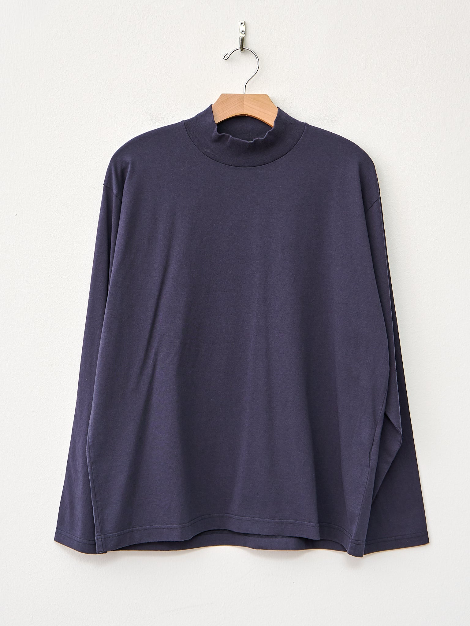 Namu Shop - Y Organic Cotton Jersey Mock Neck L/S Tee - Navy (restocked)