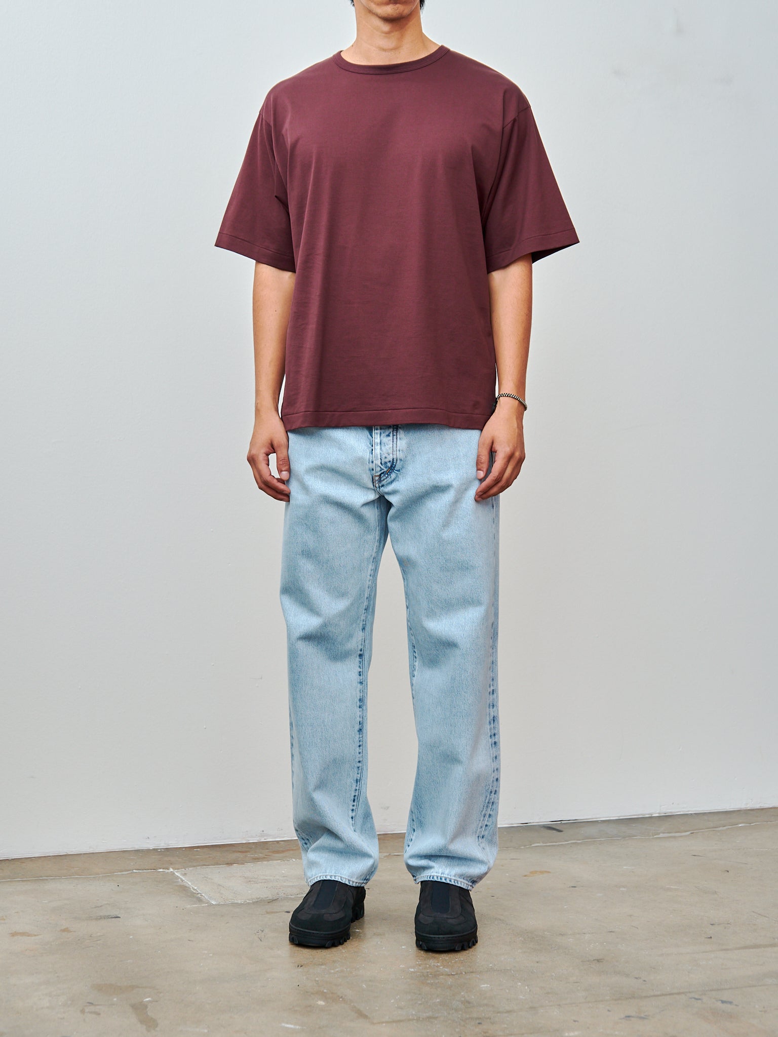 Suvin Suede Tenjiku Half Sleeve Tee - Burgundy