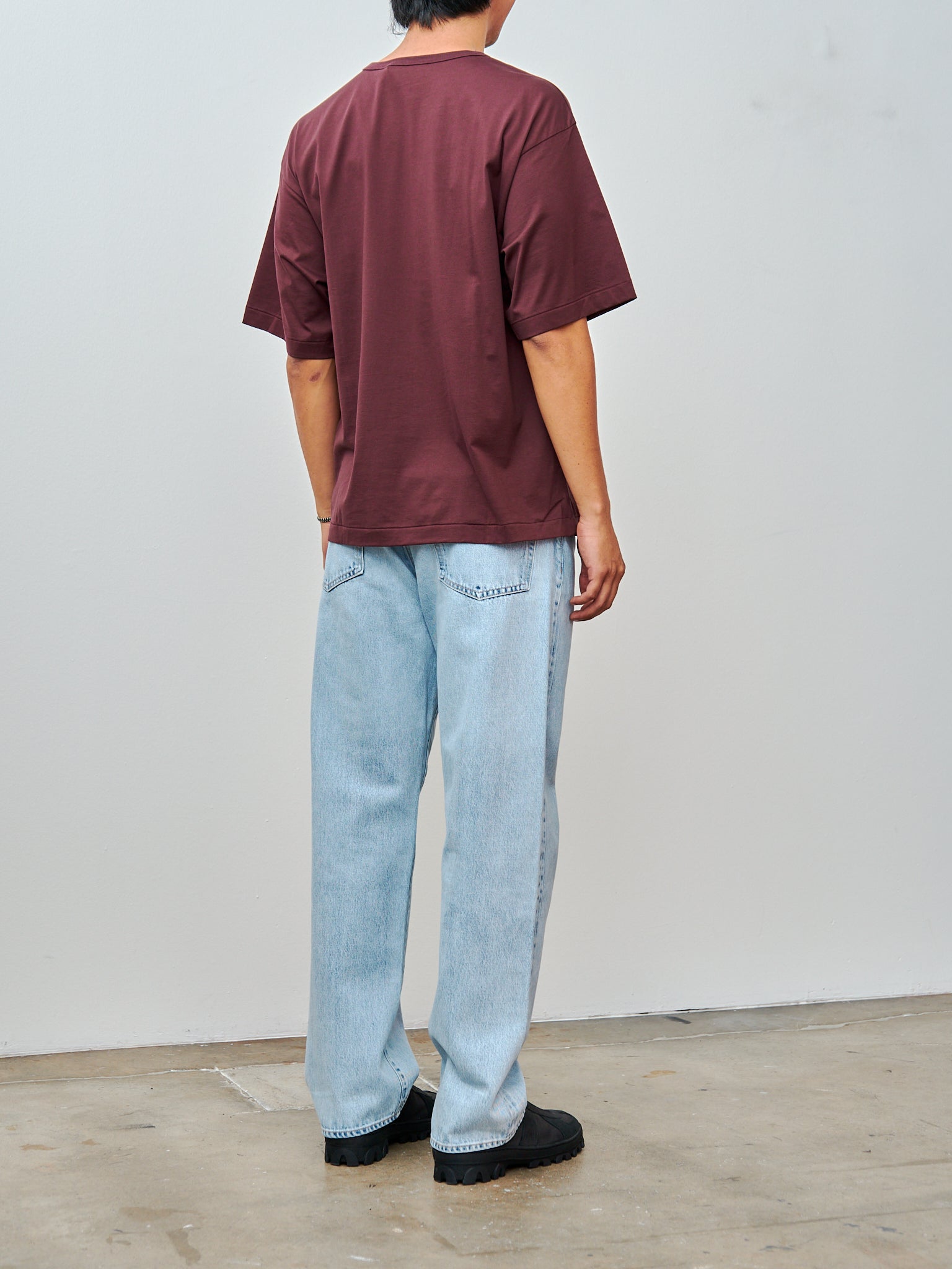 Suvin Suede Tenjiku Half Sleeve Tee - Burgundy