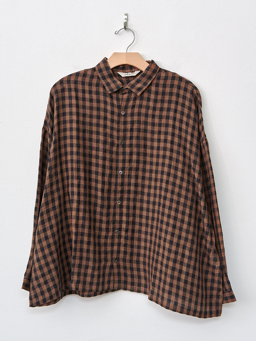 Namu Shop - Ichi Antiquites Linen Gingham Check Shirt - Brown