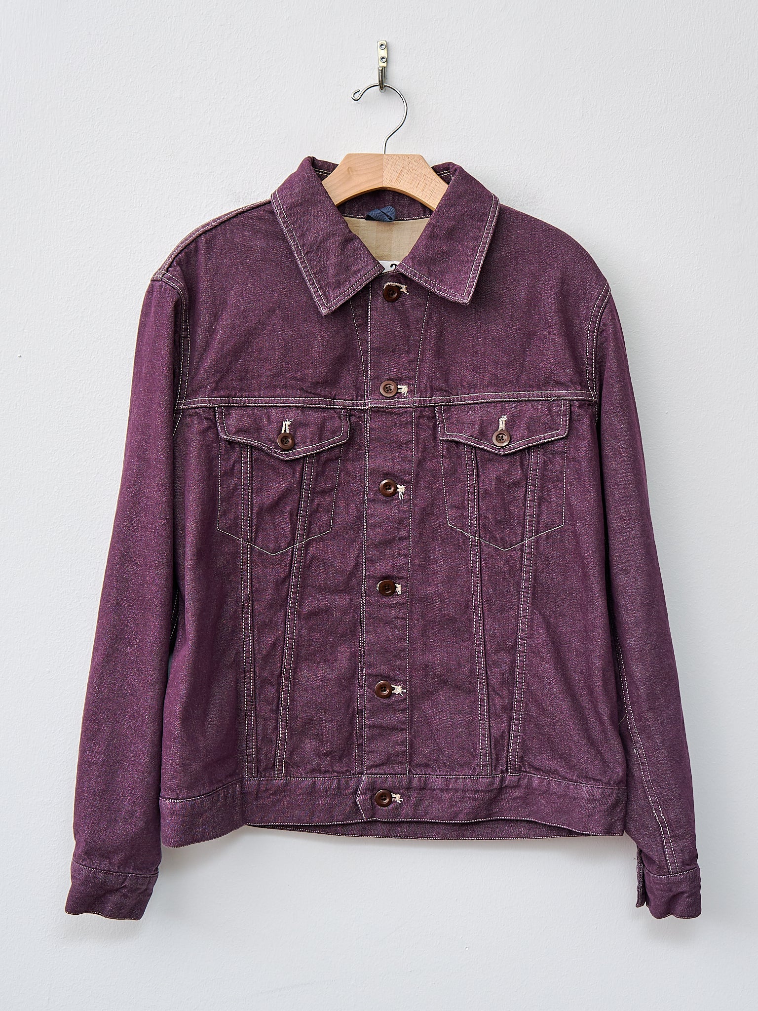 Namu Shop - ts(s) Bio Wash Color Denim Double Flap Pocket Short Jacket - Purple