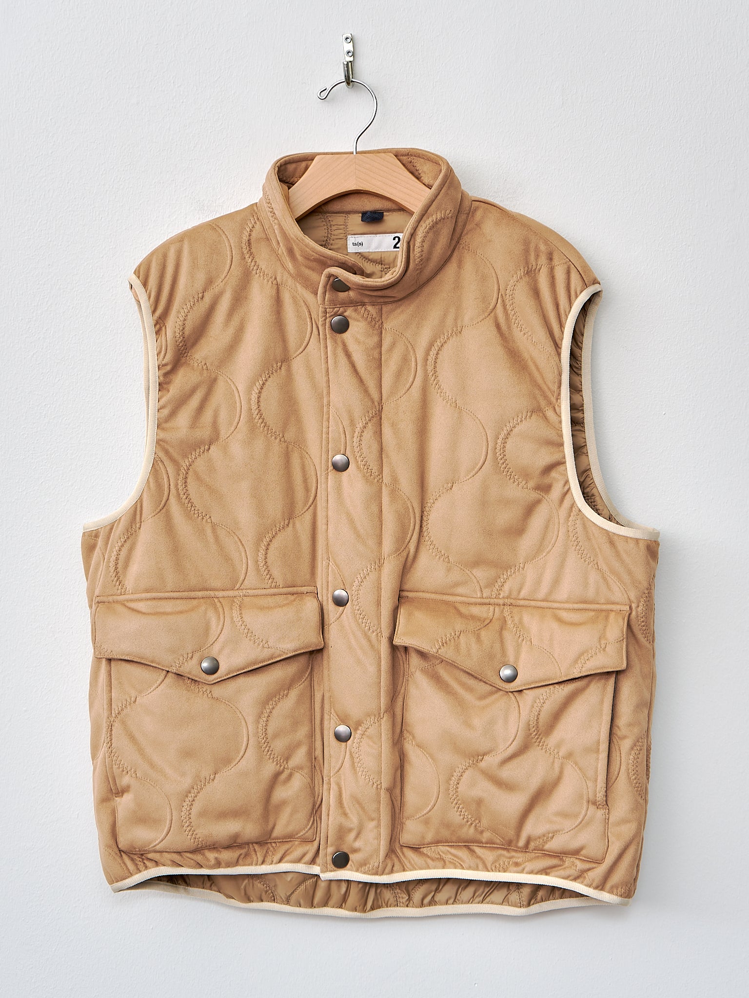 Namu Shop - ts(s) Vegan Nubuck Quilted High Neck Vest - Khaki