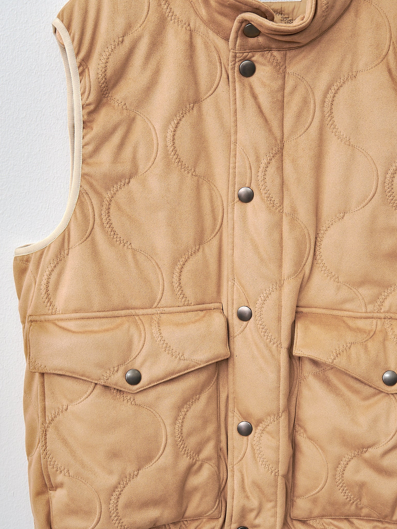 Namu Shop - ts(s) Vegan Nubuck Quilted High Neck Vest - Khaki