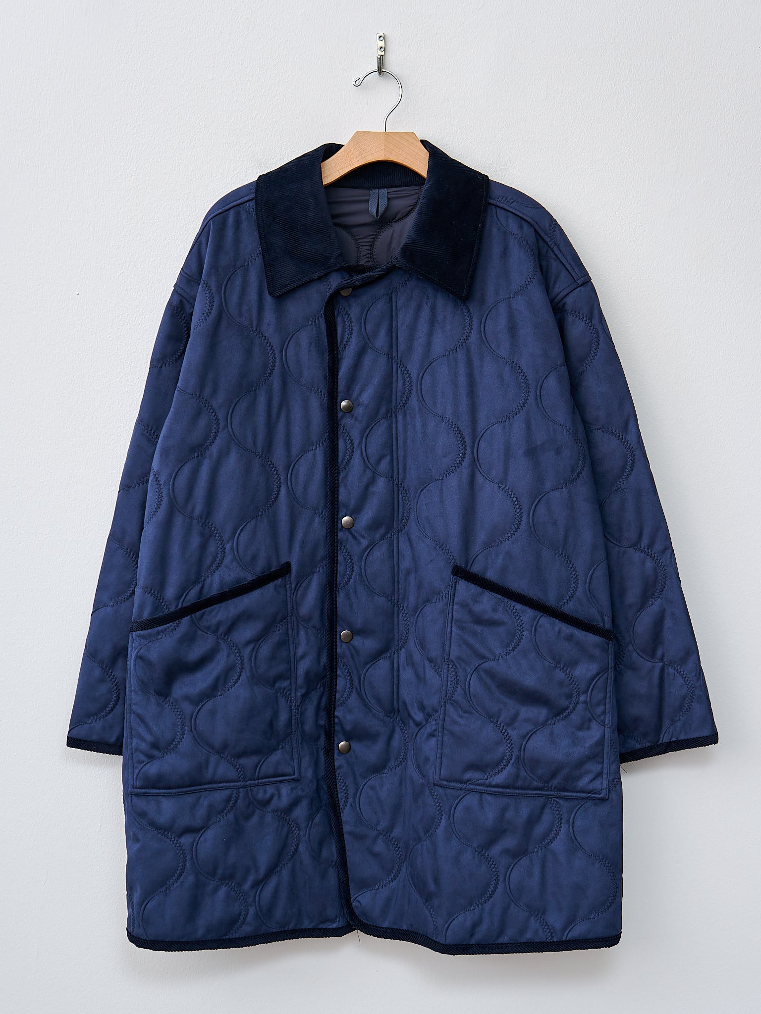 Namu Shop - ts(s) Vegan Nubuck Quilted Zip & Fly Front Coat - Navy