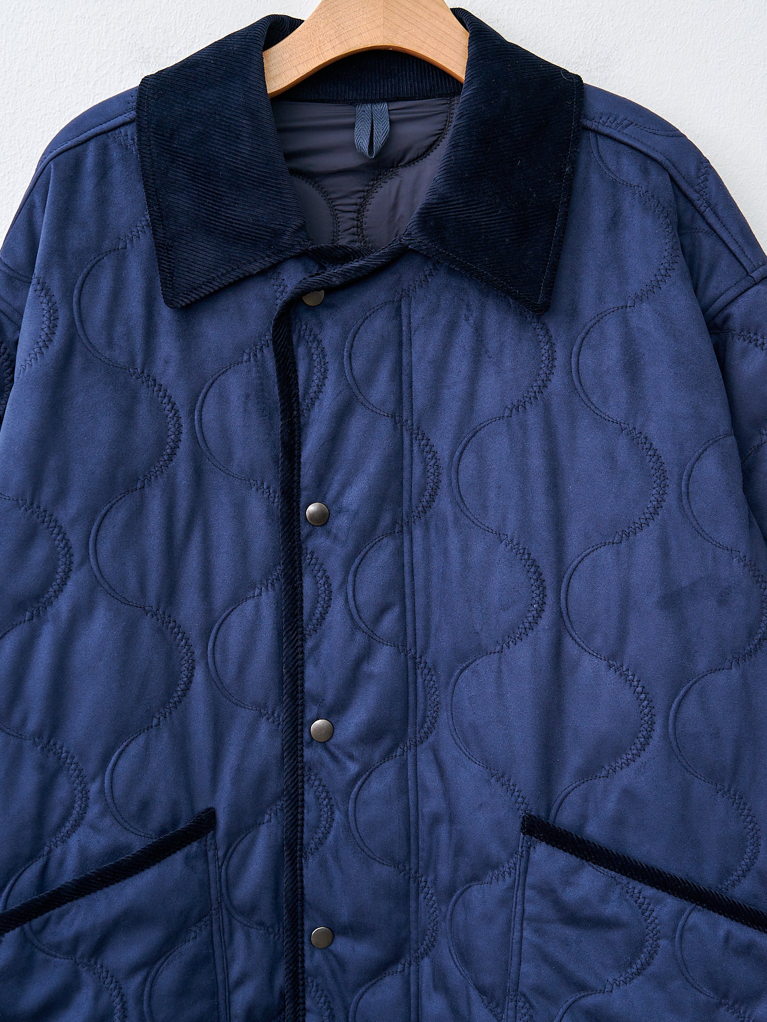 Namu Shop - ts(s) Vegan Nubuck Quilted Zip & Fly Front Coat - Navy