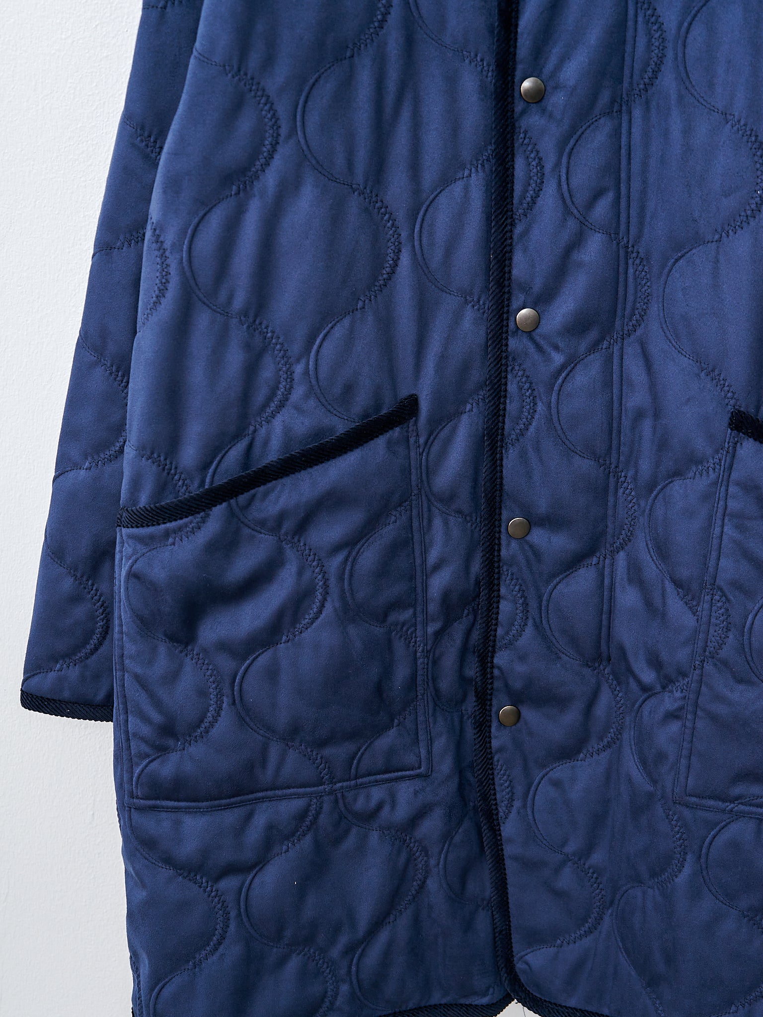 Namu Shop - ts(s) Vegan Nubuck Quilted Zip & Fly Front Coat - Navy