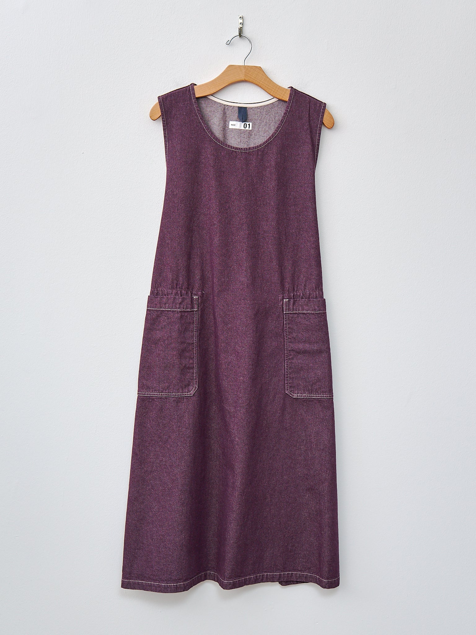 Namu Shop - ts(s) Bio Wash Color Denim Foldable Apron Dress - Purple