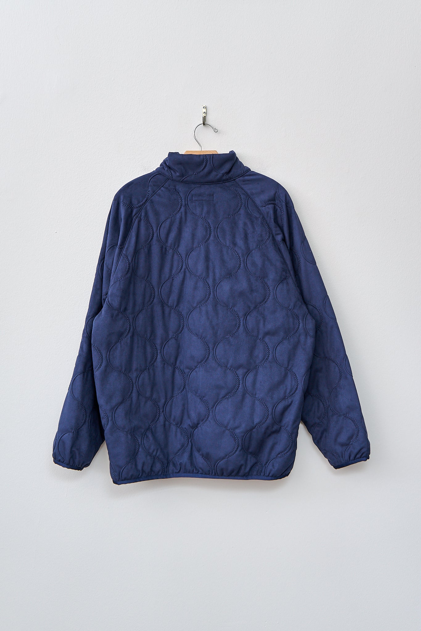 Namu Shop - ts(s) Vegan Nubuck Quilted Zip-up Shoulder Pullover Jacket - Navy