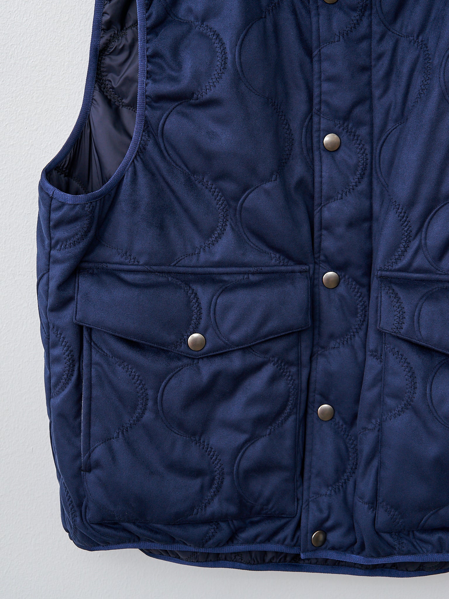 Namu Shop - ts(s) Vegan Nubuck Quilted Zip & Fly Front High Neck Vest - Navy