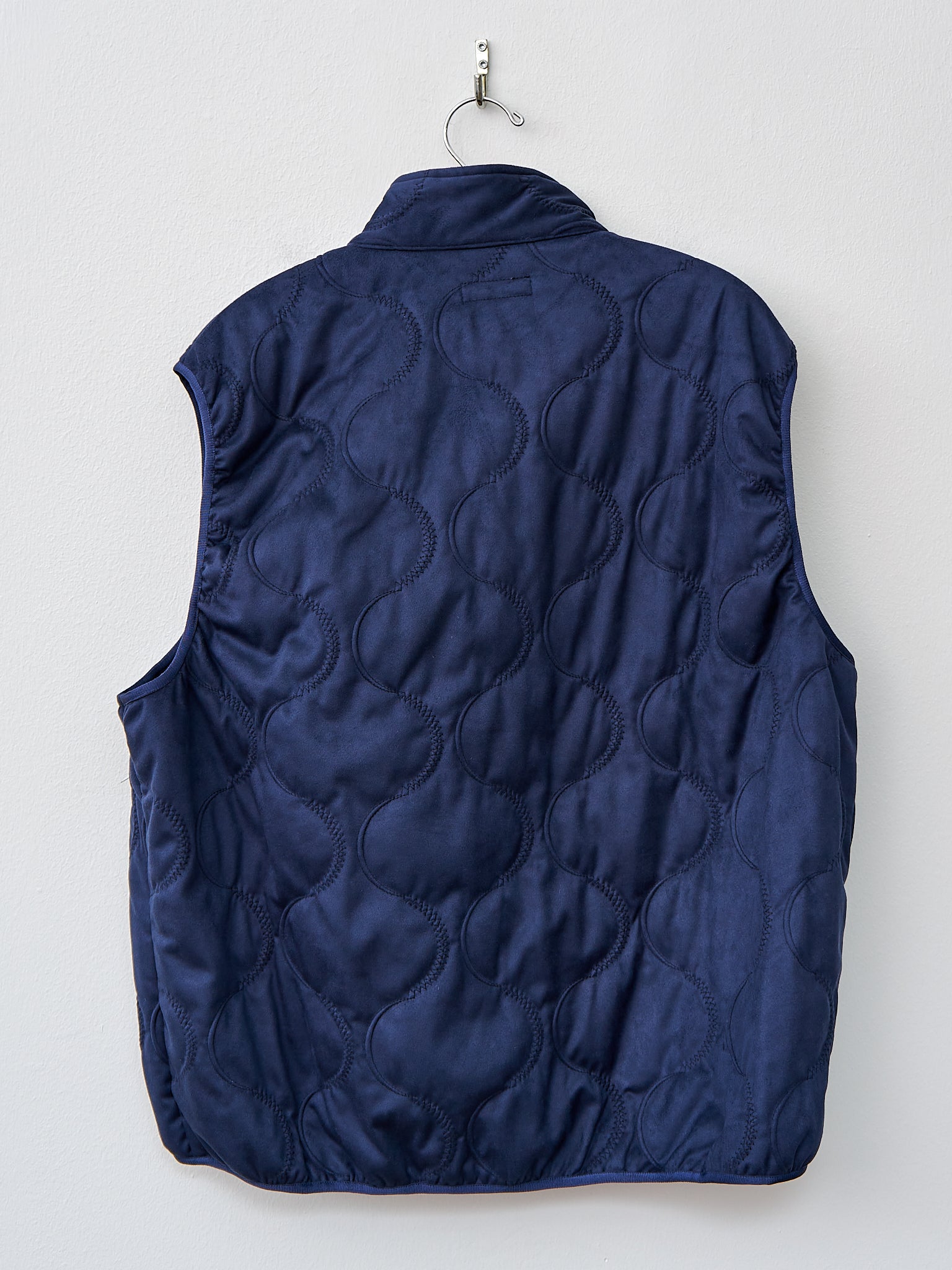 Namu Shop - ts(s) Vegan Nubuck Quilted Zip & Fly Front High Neck Vest - Navy