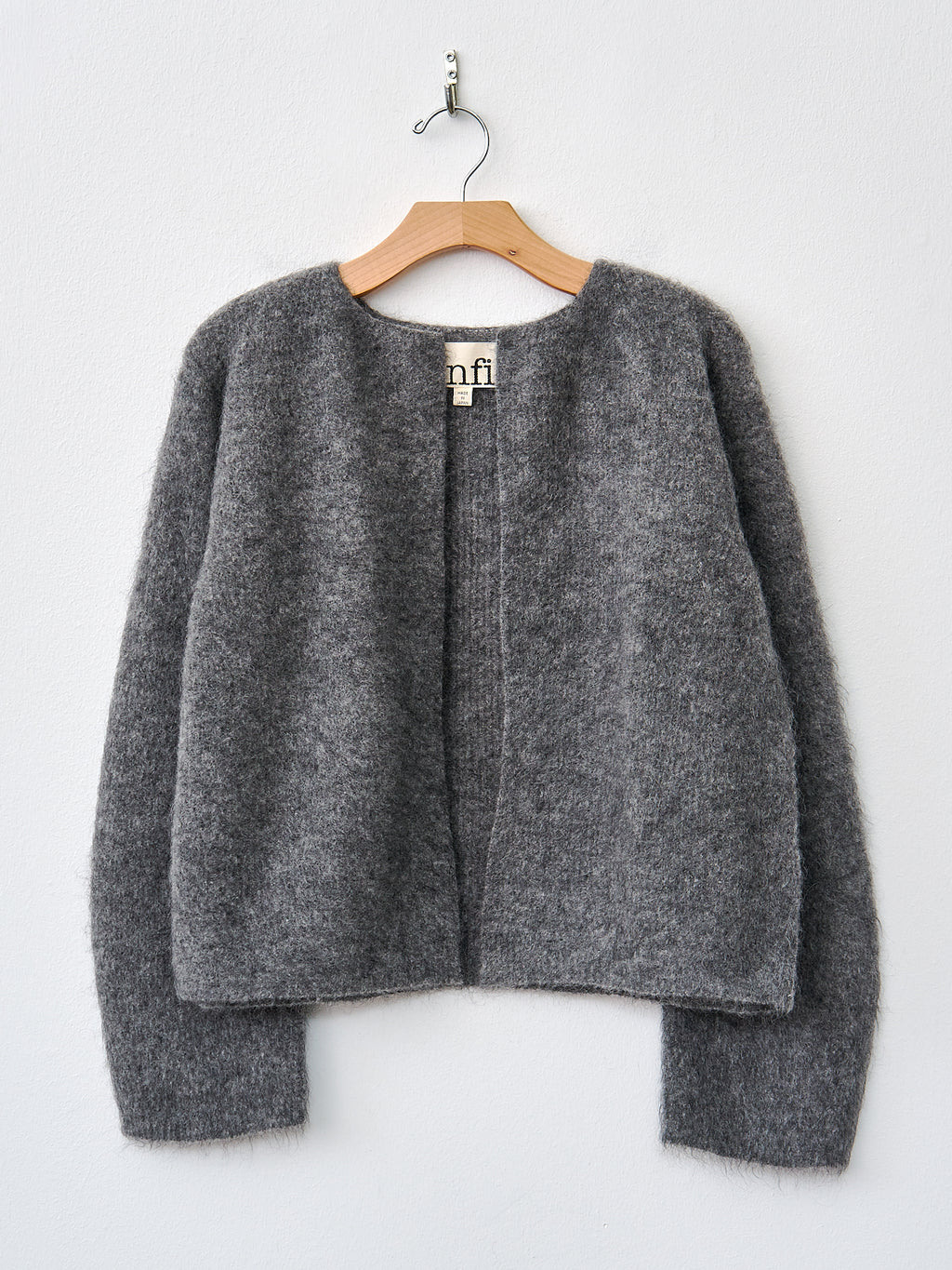 Namu Shop - Unfil Stretch Superkid Mohair Short Cardigan - Gray