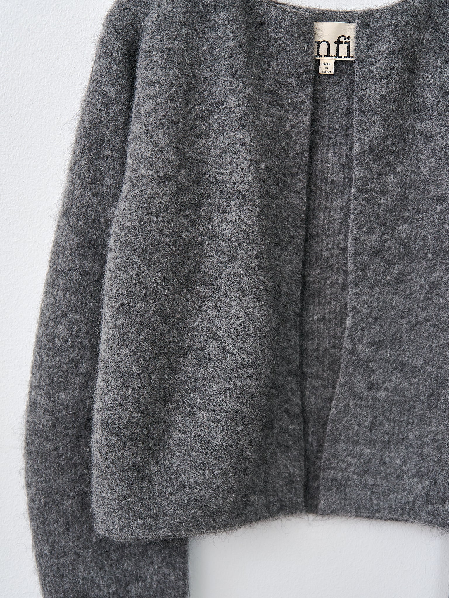 Namu Shop - Unfil Stretch Superkid Mohair Short Cardigan - Gray