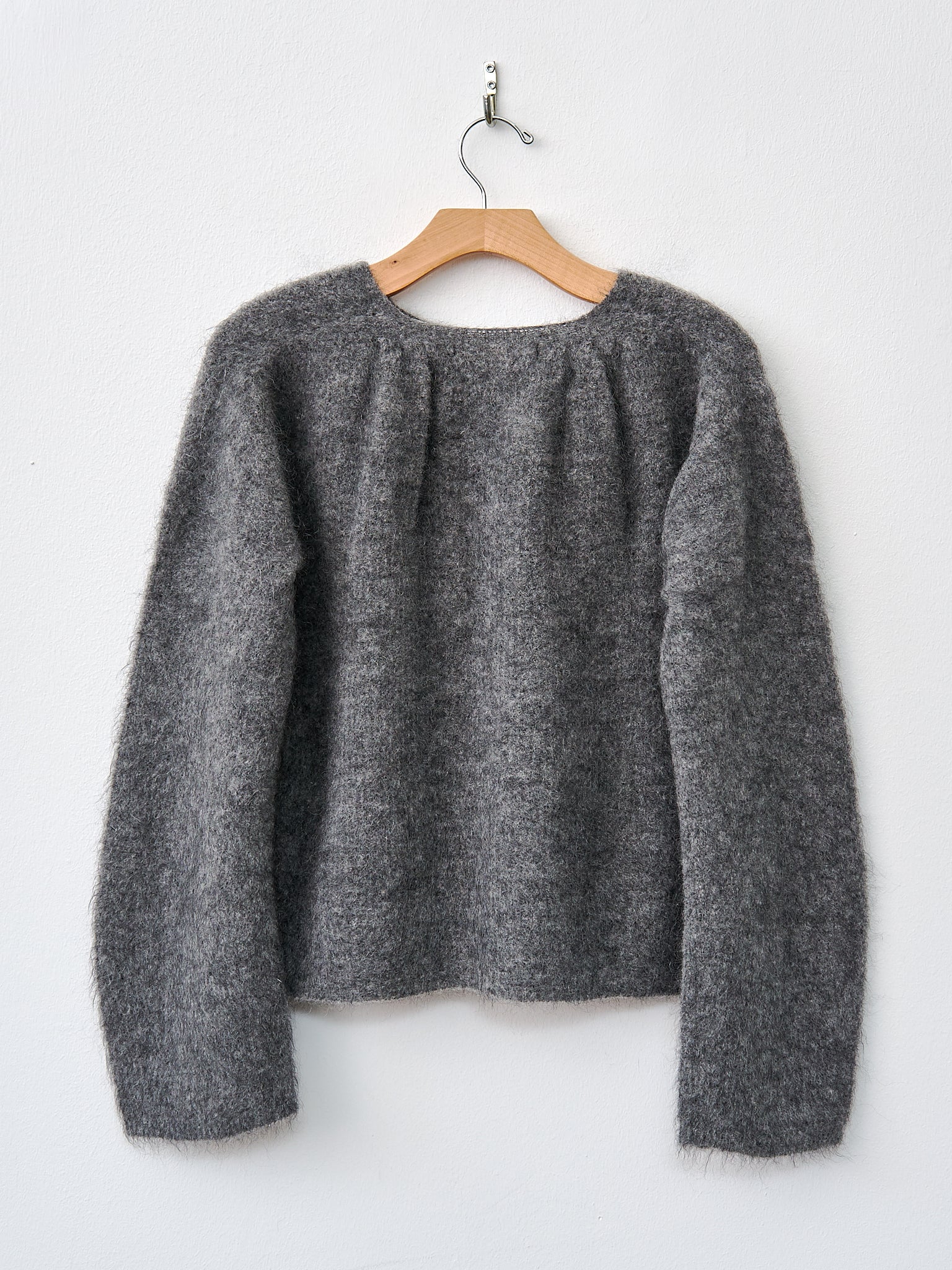 Namu Shop - Unfil Stretch Superkid Mohair Short Cardigan - Gray