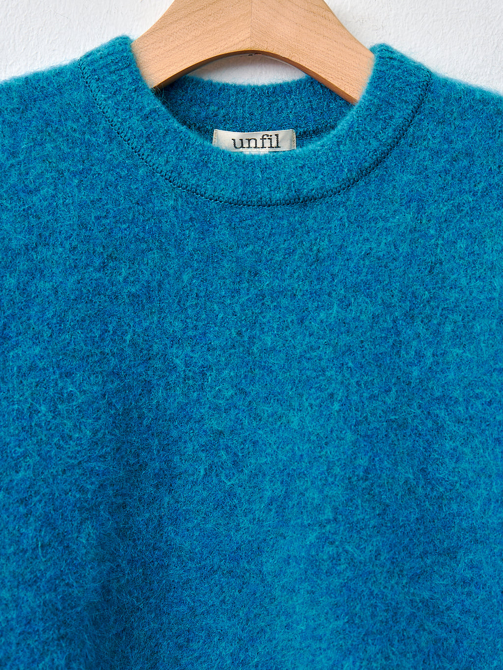 Namu Shop - Unfil Stretch Superkid Mohair Short-Sleeve Sweater - Turkish Blue