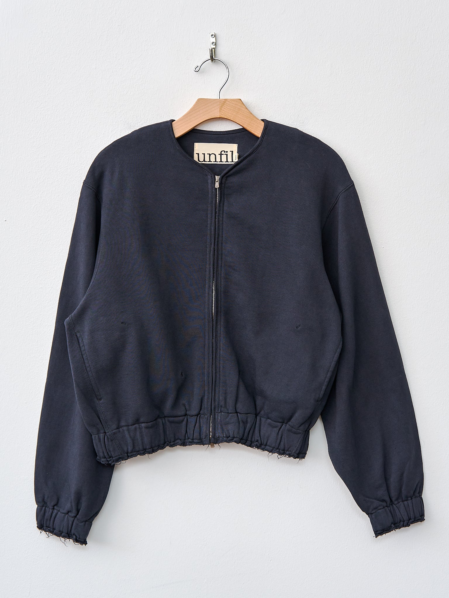 Namu Shop - Unfil Vintage Cotton Fleece Zip Front Jacket - Old Black