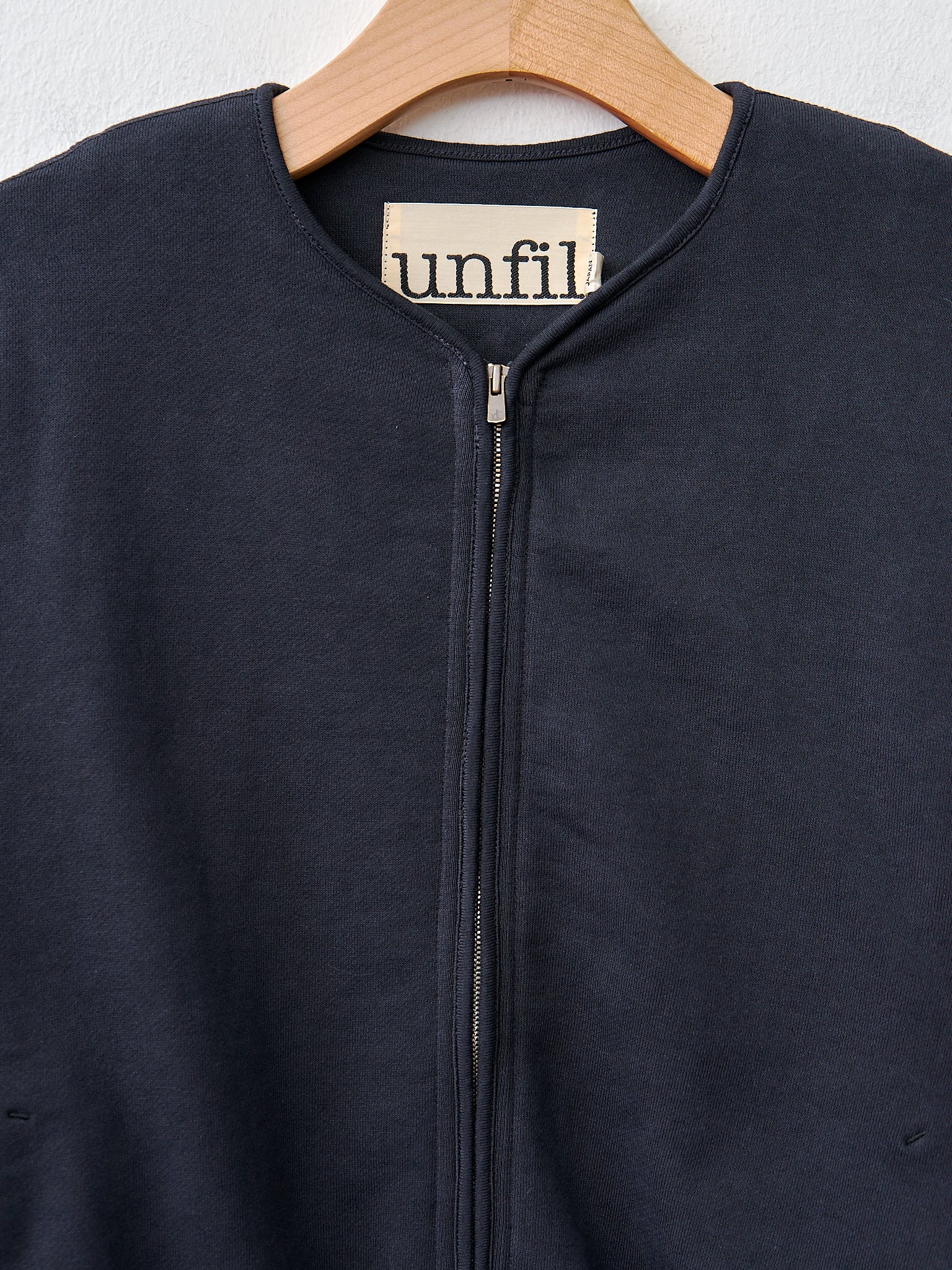 Namu Shop - Unfil Vintage Cotton Fleece Zip Front Jacket - Old Black