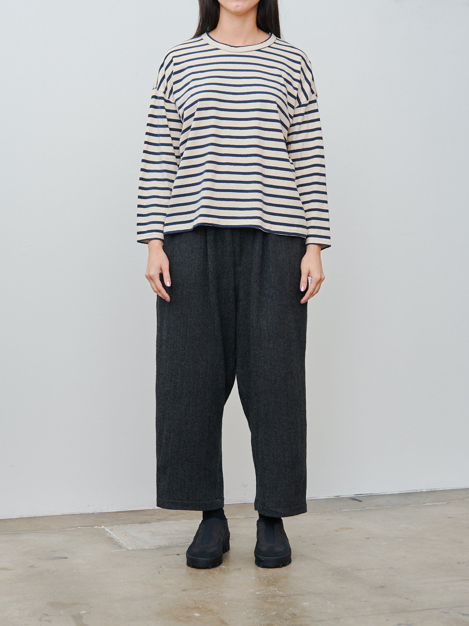 Namu Shop - Ichi Antiquites Striped Pullover - Natural x Navy