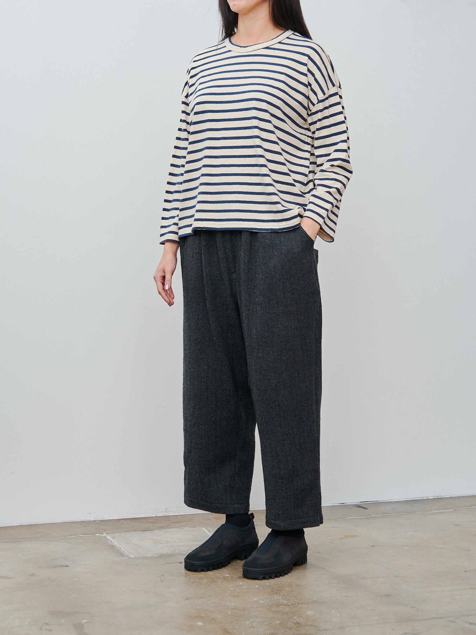 Namu Shop - Ichi Antiquites Striped Pullover - Natural x Navy