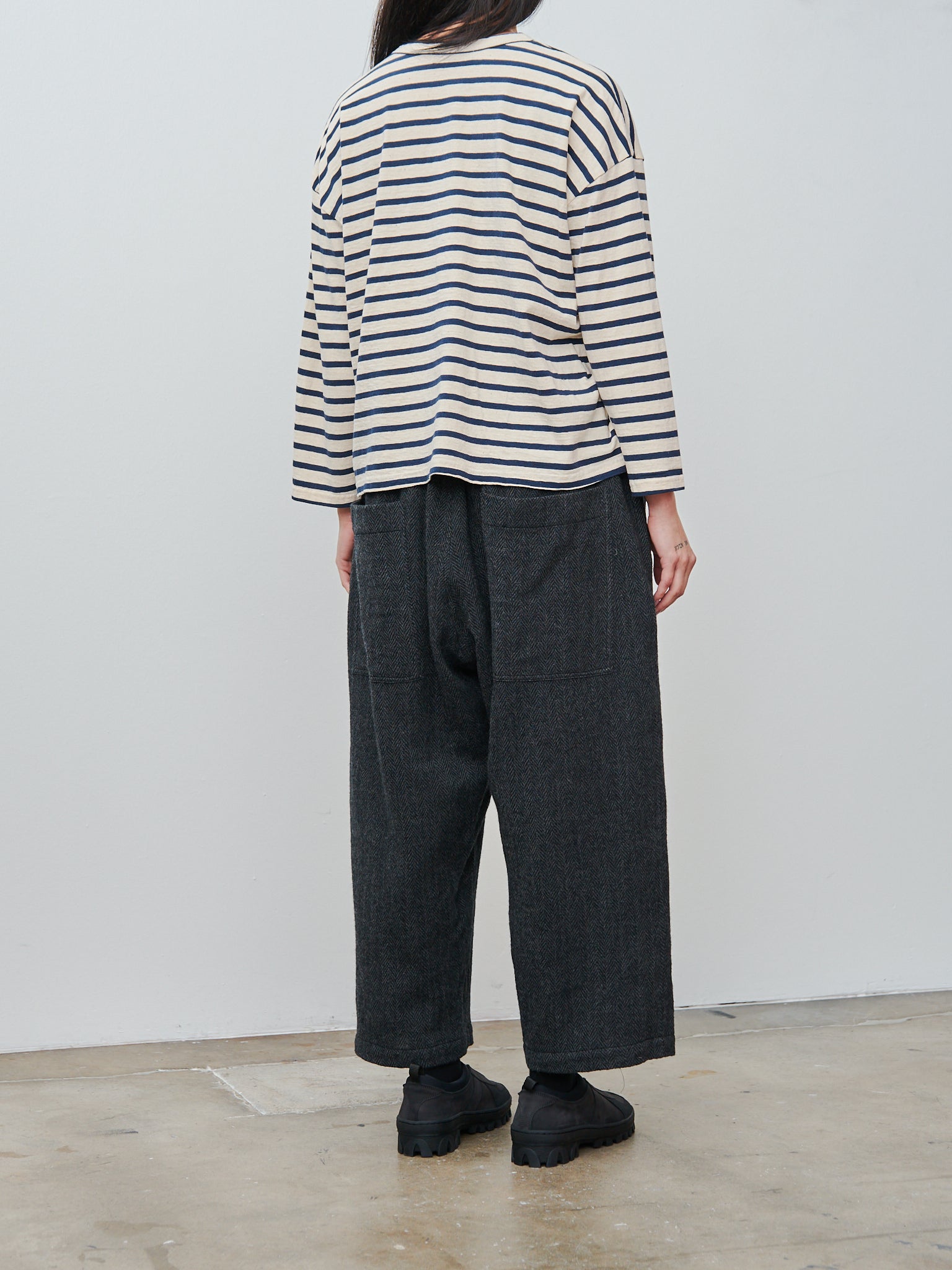 Namu Shop - Ichi Antiquites Striped Pullover - Natural x Navy