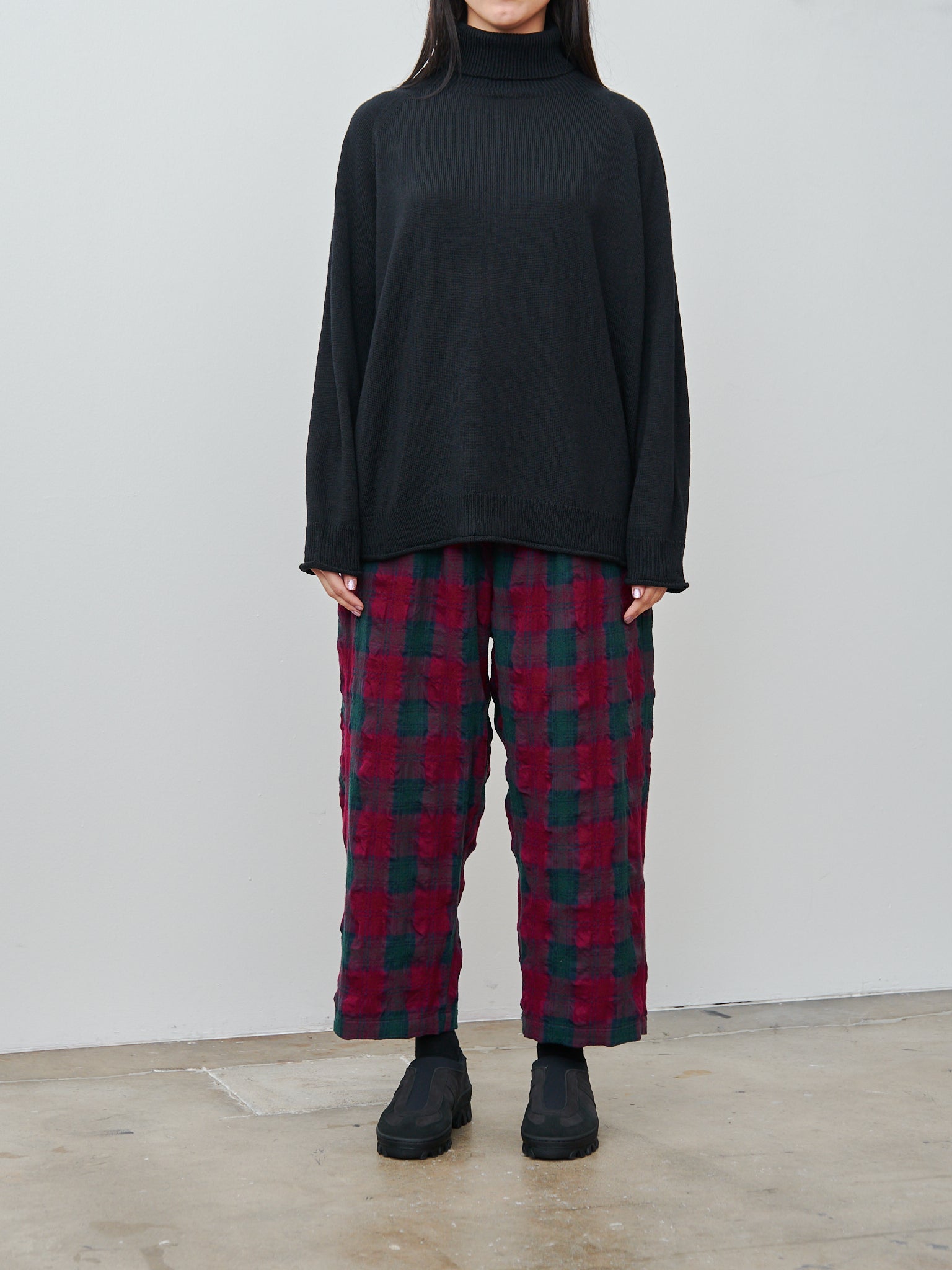 Namu Shop - Ichi Antiquites Wool Washer Tartan Pants - Bourdeax