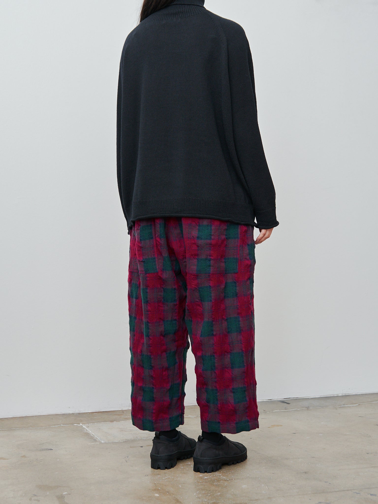 Namu Shop - Ichi Antiquites Wool Washer Tartan Pants - Bourdeax