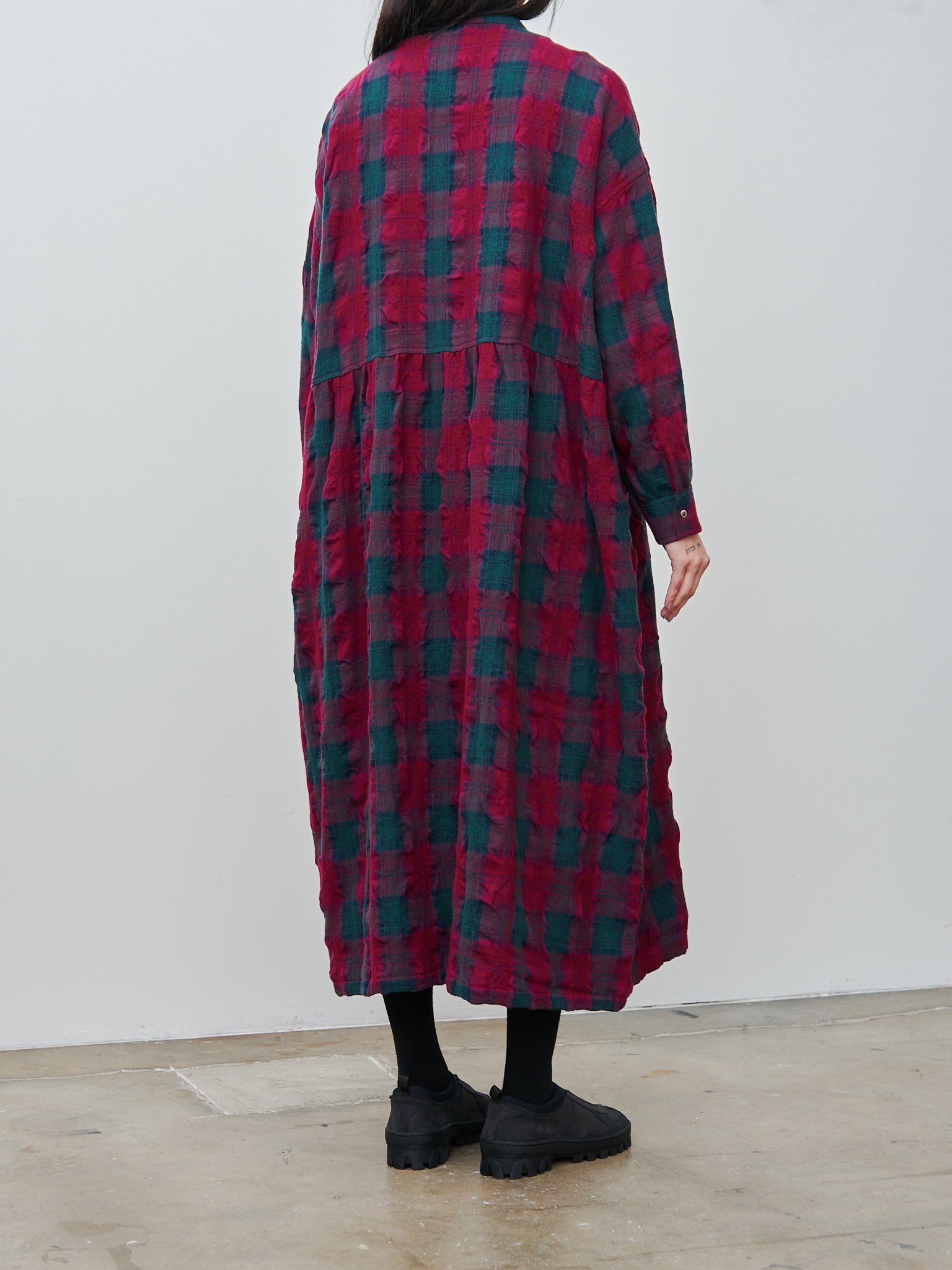 Namu Shop - Ichi Antiquites Wool Washer Tartan Dress - Bordeaux