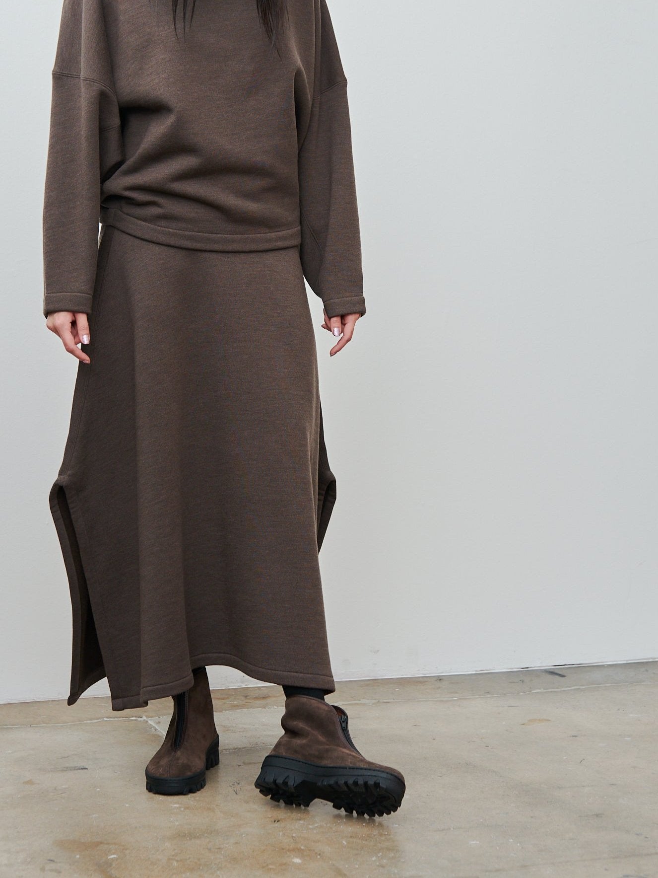 Namu Shop - Lemaire Midi Length Skirt - Dark Brown Melange