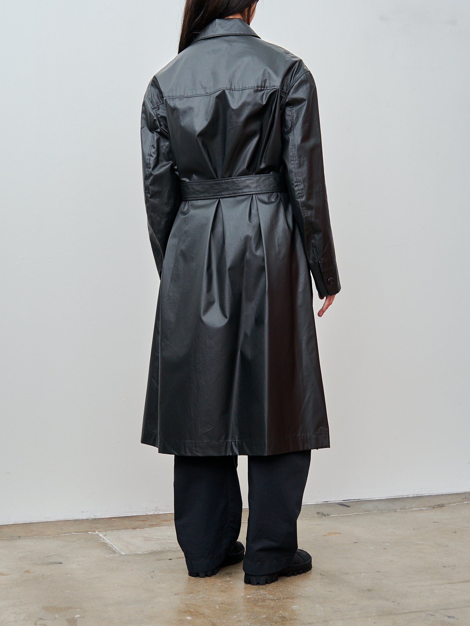 Namu Shop - Lemaire Belted Rain Coat with Slits - Ash Black