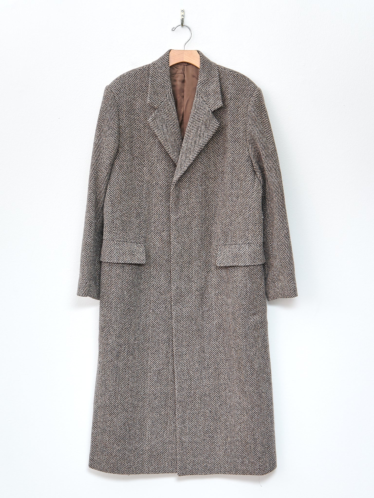 Namu Shop - Auralee Lama Shetland Wool Tweed Chesterfield Coat - Khaki Tweed