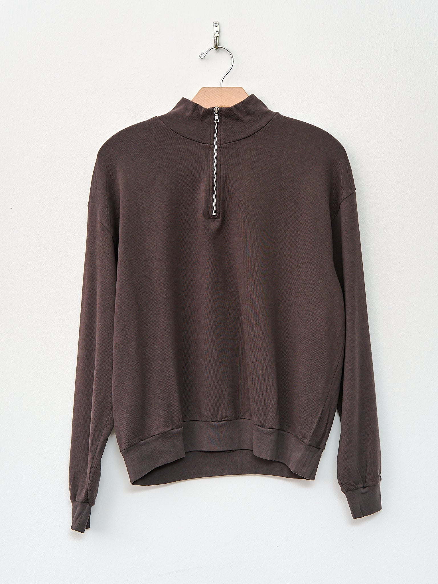 Namu Shop - Auralee Super High Gauge Sweat Half Zip P/O - Dark Brown