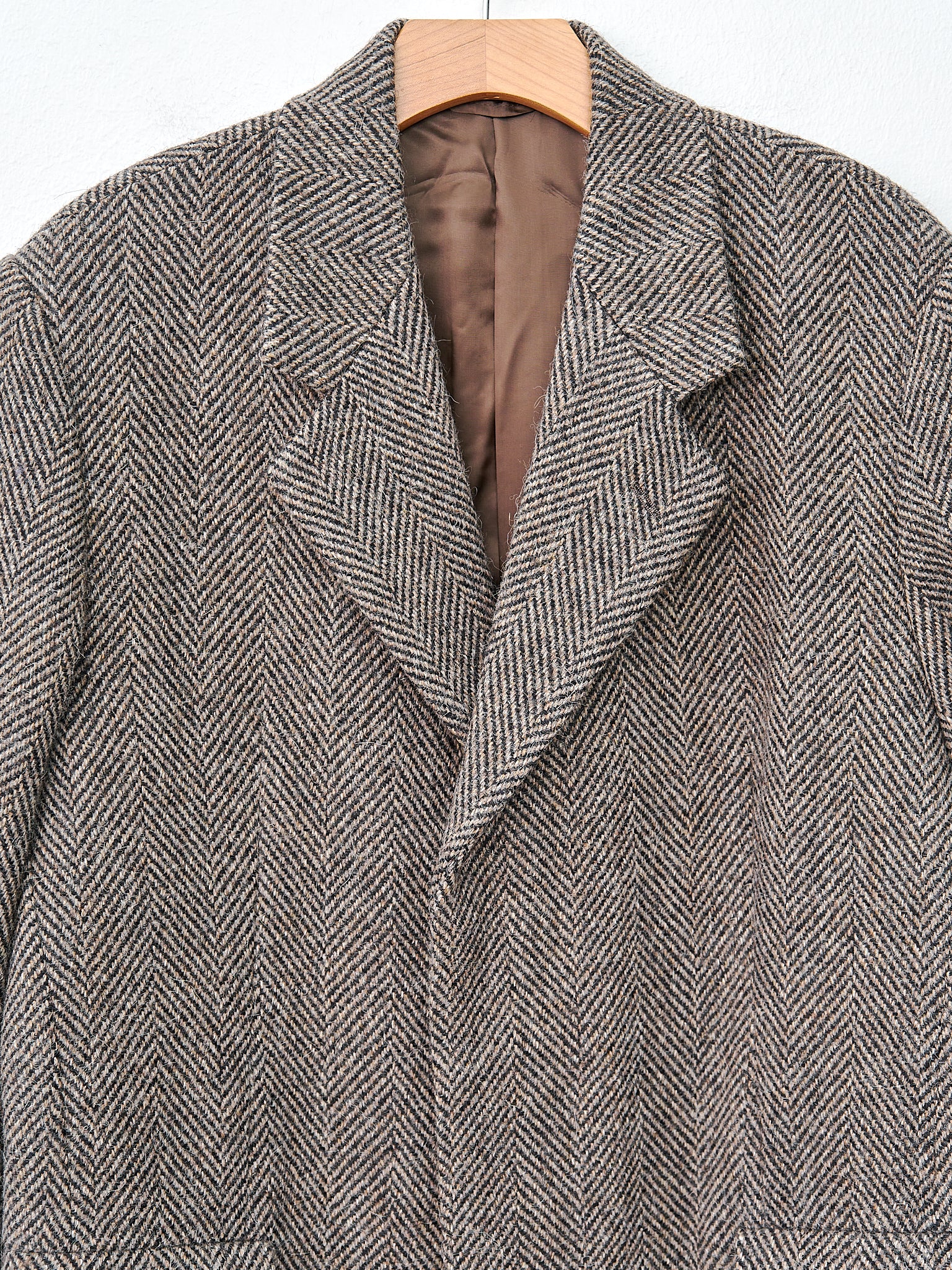 Namu Shop - Auralee Lama Shetland Wool Tweed Chesterfield Coat - Khaki Tweed