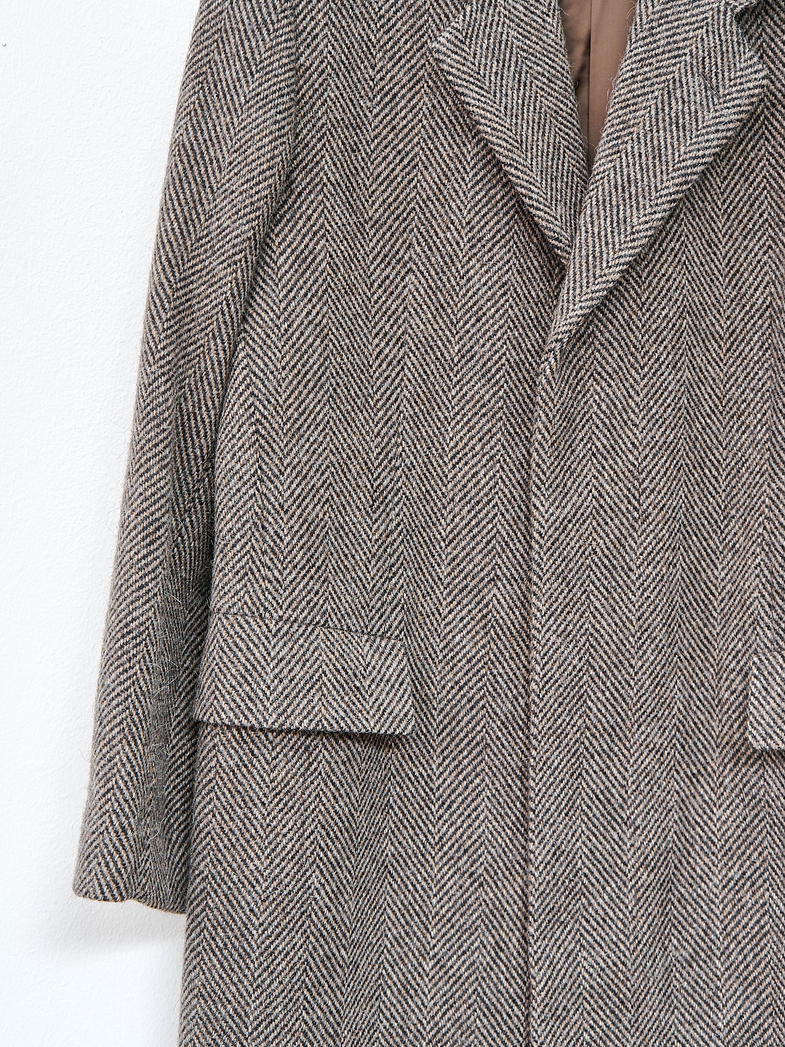 Namu Shop - Auralee Lama Shetland Wool Tweed Chesterfield Coat - Khaki Tweed