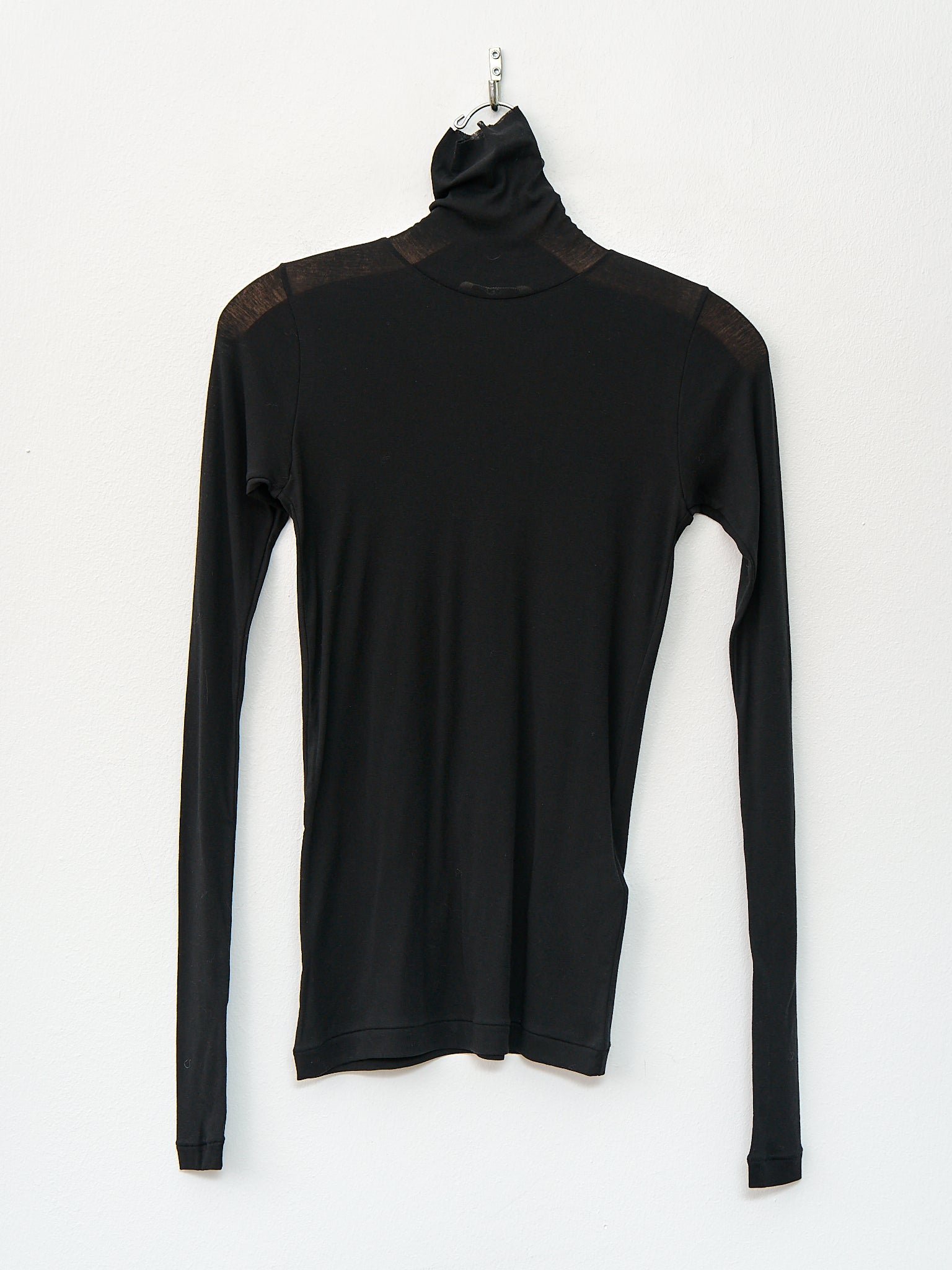 Namu Shop - Auralee High Gauge Sheer Rib Turtle Neck L/S Tee - Black