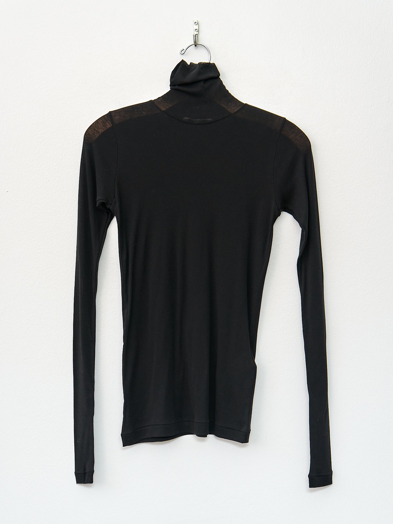 Namu Shop - Auralee High Gauge Sheer Rib Turtle Neck L/S Tee - Black