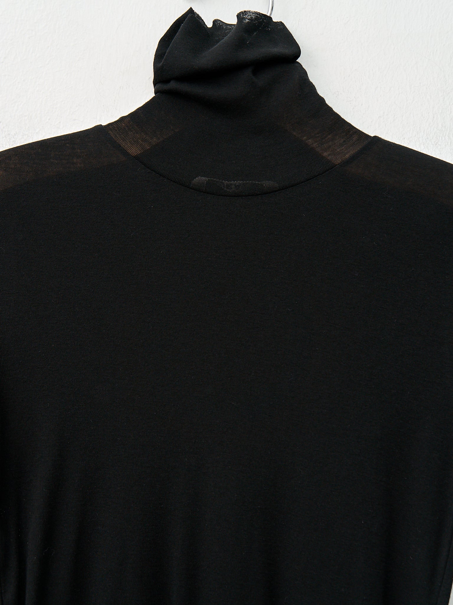 Namu Shop - Auralee High Gauge Sheer Rib Turtle Neck L/S Tee - Black