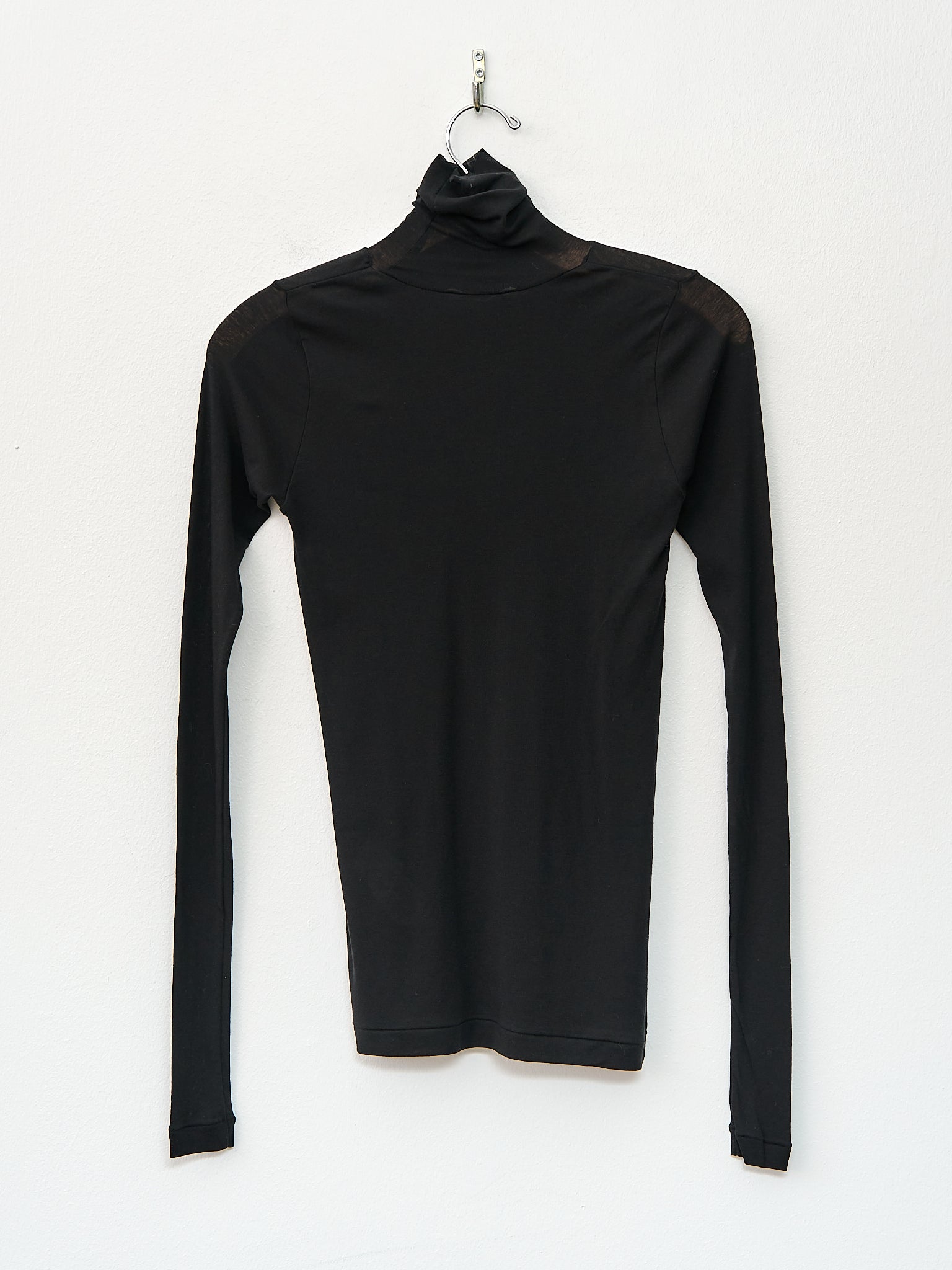 Namu Shop - Auralee High Gauge Sheer Rib Turtle Neck L/S Tee - Black