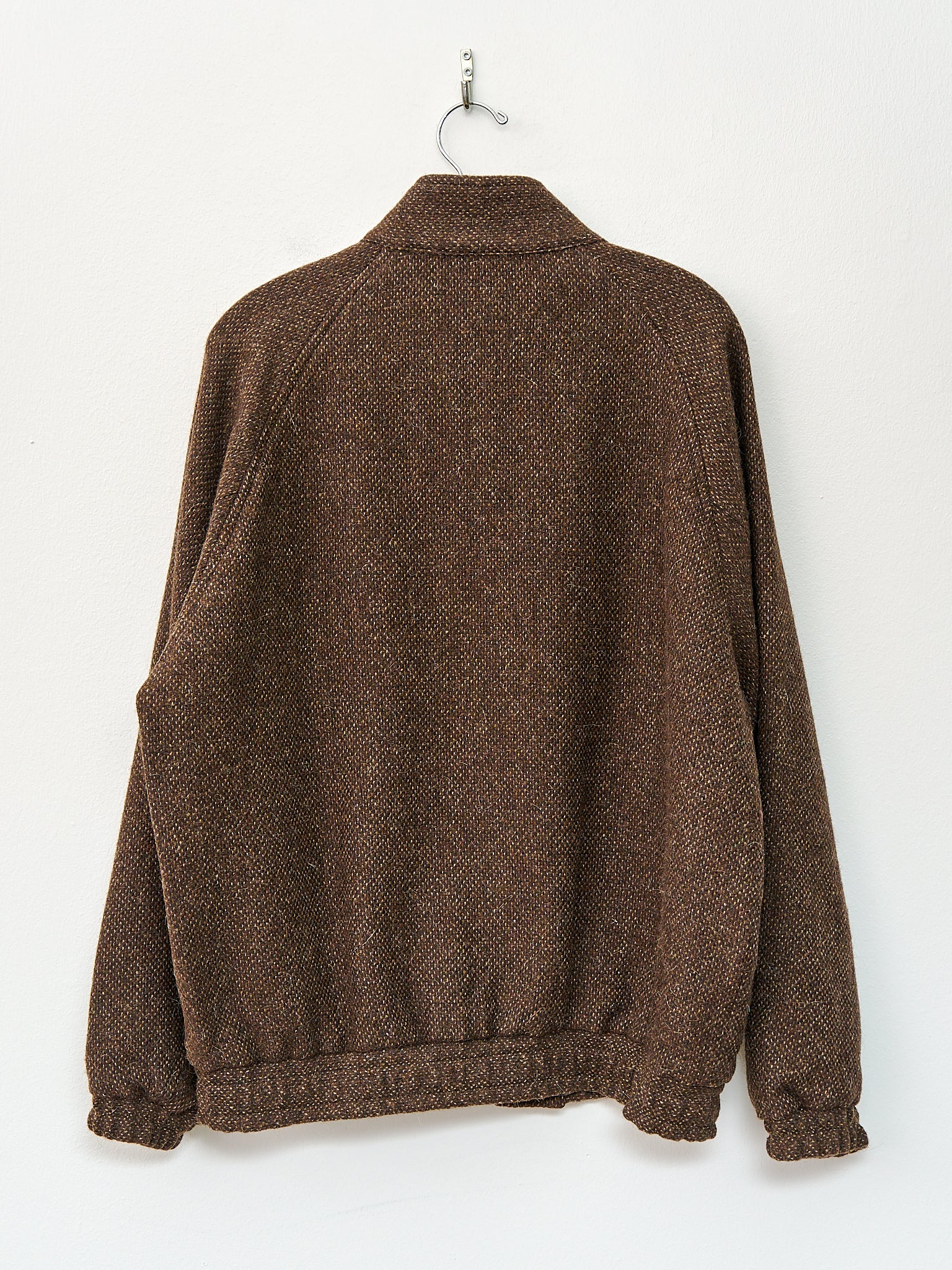 Namu Shop - Auralee Lama Shetland Wool Tweed Zip Blouson - Brown Tweed